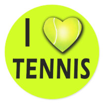 I Love Tennis with Tennis Ball Heart Stickers