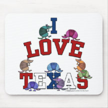 I Love Texas-Colourful Armadillos Mousepads