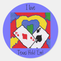 I Love Texas Hold Em! Round Stickers