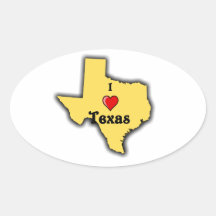I Love Texas Oval Sticker