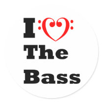 I Love the Bass Round Stickers