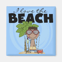 I Love the Beach African American Boy Tshirts Magnets