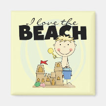 I Love the Beach Blonde Boy Tshirts and Gifts Fridge Magnets