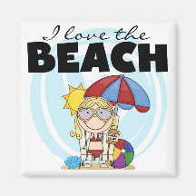 I Love the Beach Blonde Girl Tshirts and Gifts Magnets