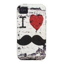 I Love the Mustache Rustic Custom iPhone 4/4S Cover