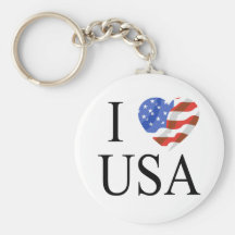 I Love the USA Flag Heart Keychain