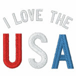 I Love the USA Long Sleeve Polo Shirt embroidered shirts