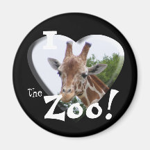 I Love the Zoo: Giraffe Heart Magnets