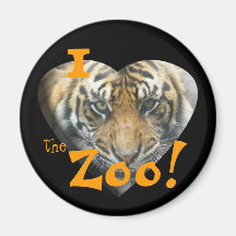 I Love the Zoo: Tiger Heart Refrigerator Magnets
