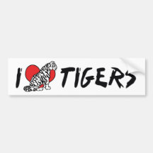 I Love Tigers Bumper Sticker