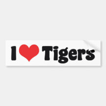 I Love Tigers Bumper Sticker
