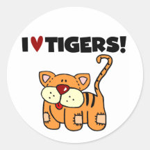 I Love Tigers Tshirts and Gifts Round Sticker