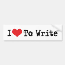 I Love To Write Bumper Sticker