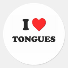 I love Tongues Round Stickers