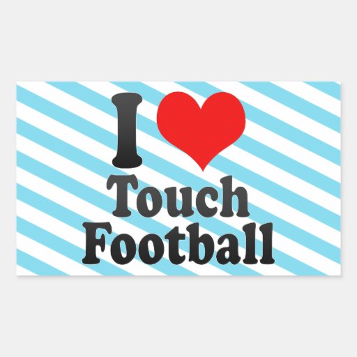 I love Touch Football Rectangle Sticker
