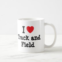I love Track and Field heart custom personalized Mugs