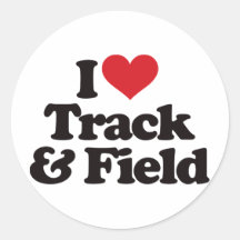 I Love Track and Field Round Stickers