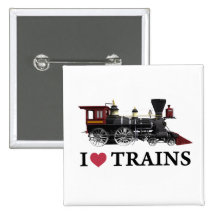 I Love Trains Pin