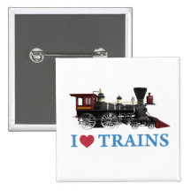 I Love Trains Pinback Button