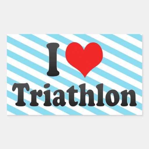 I love Triathlon Rectangular Stickers