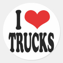 I Love Trucks Round Stickers
