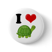 I Love Turtles Button