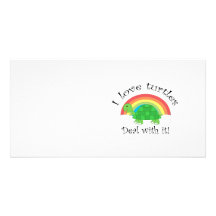 I love turtles deal withit photo greeting card