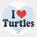 I Love Turtles Round Stickers