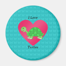 I love turtles turquoise butterflies refrigerator magnet