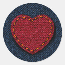 I Love U (Denim Hearts) Stickers