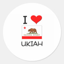 I Love UKIAH California Round Sticker