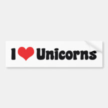 I Love Unicorns Bumper Sticker