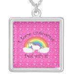 I love unicorns Deal with it! Custom Necklace
