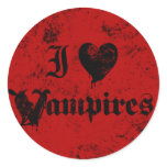 I Love Vampires Round Stickers