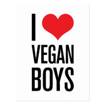 I Love Vegan Boys Post Cards