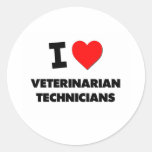 I Love Veterinarian Technicians Round Stickers
