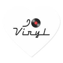 I Love Vinyl Heart Stickers