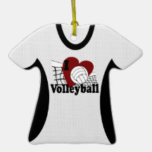 I Love Volleyball Jersey Photo Keepsake Christmas Ornament