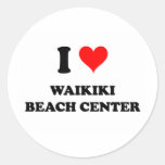 I Love Waikiki Beach Centre Hawaii Round Sticker