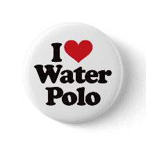 I Love Water Polo Pinback Buttons
