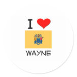 I Love Wayne New Jersey Round Stickers