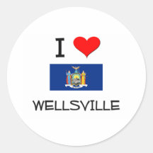 I Love Wellsville New York Round Sticker