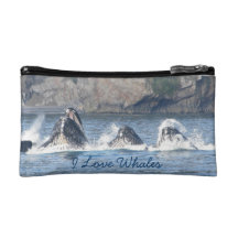 I love whales double sided Humpback whale cosmetic Makeup Bags