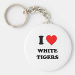 I Love White Tigers Keychains