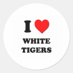 I Love White Tigers Round Sticker