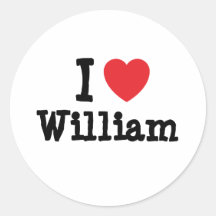 I love William heart T-Shirt Round Sticker
