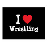 I love Wrestling heart custom personalized Post Cards