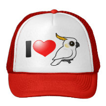 I Love Yellow-crested Cockatoos (down) Mesh Hat