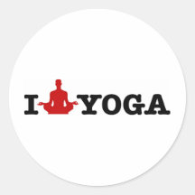 I Love Yoga Round Sticker