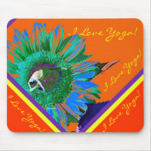 I LOVE YOGA, SUNFLOWER, FLORAL BRIGHT YOGA POSTURE MOUSE PADS